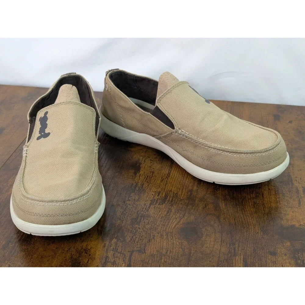 Crocs x Disney Mens Santa Cruz Loafers Shoes Size 11 Tan Canvas Triple Comfort